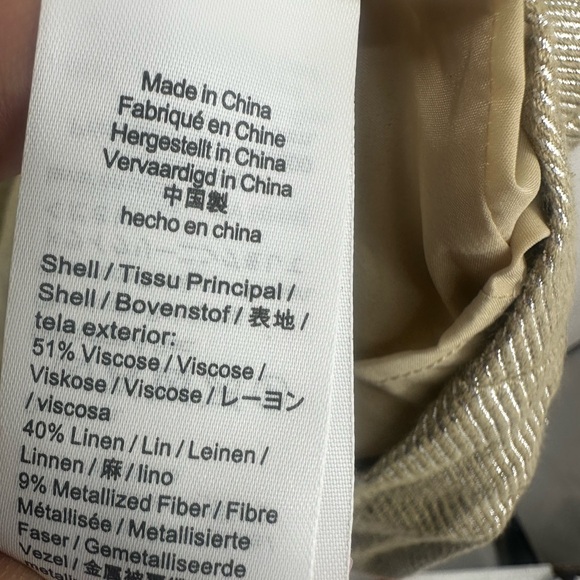 *NWT J Crew Collection Tie-back Metallic Gold Linen Blend Midi Dress size 0 - Picture 7 of 10